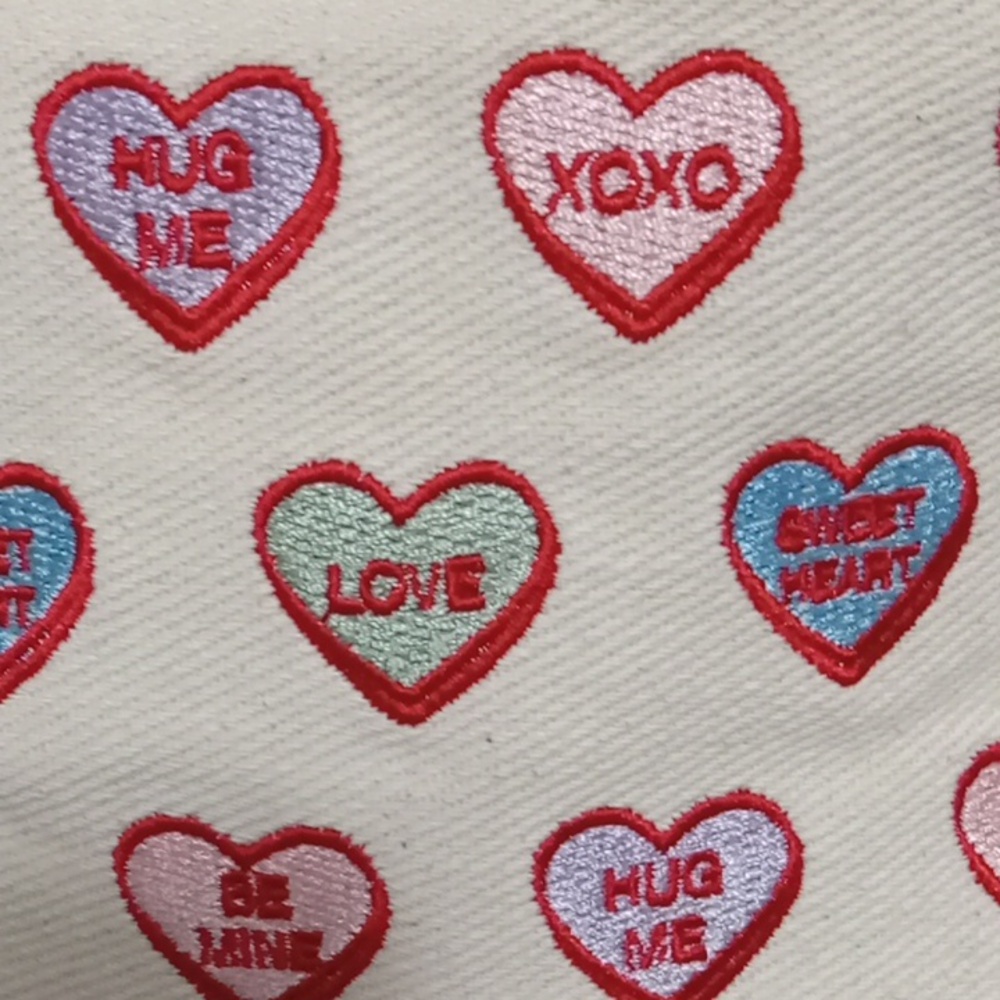 Betsey Johnson Conversation Hearts Canvas Crossbody NWT - Picture 5 of 6